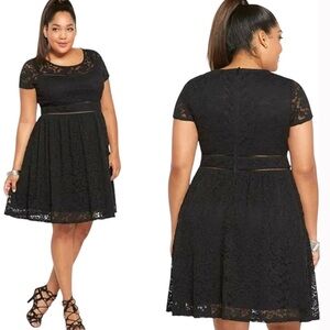 torrid Black Lace Scoop Skater Dress Formal Classic short sleeves Size 22